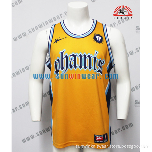 Latest design sublimation basketball uniform yellow practice jerseys